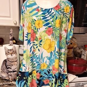 Ruby Rd Short Sleeve Stretch Floral Plus Size Top 3X. Nice